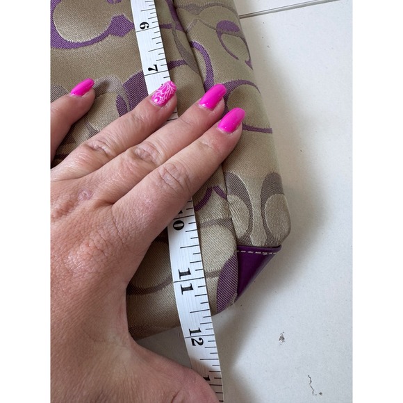 Y2K Coach Signature Tote Bag Women Purple Tan Monogram Patent Trim Aesthetic - Picture 7 of 12